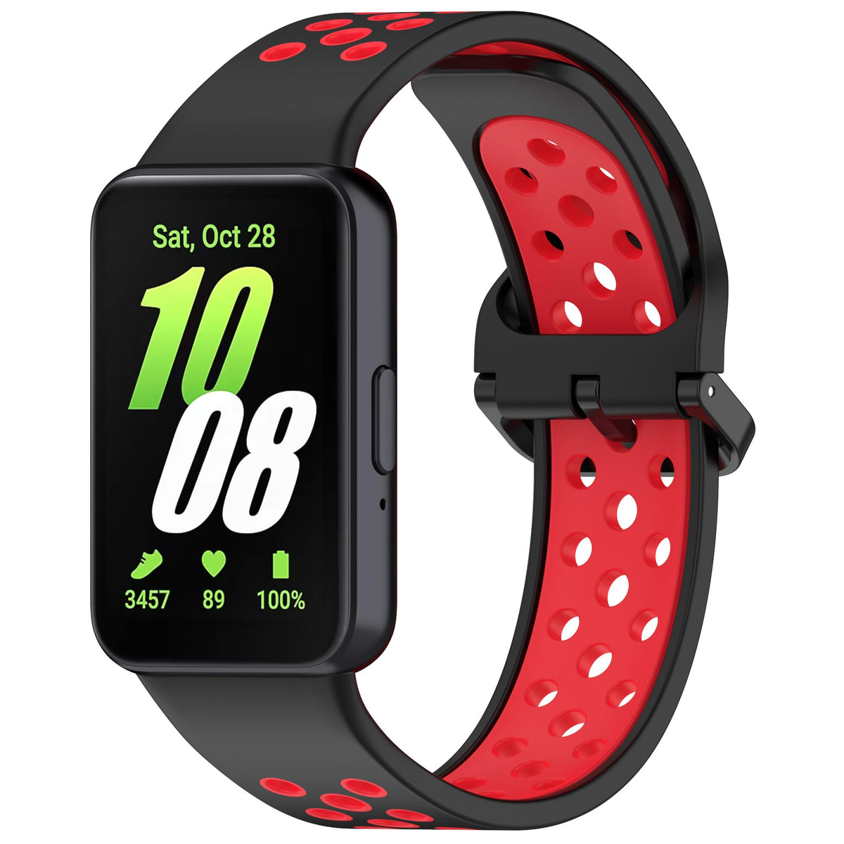 KUTEWEU Strap for Samsung Galaxy Fit 3 SM-R390, Women Men Armband, Two Colours Silicone Adjustable Replacement Soft Strap for Samsung Galaxy Fit 3 SM-R390 Fitness Tracker (Black Red)