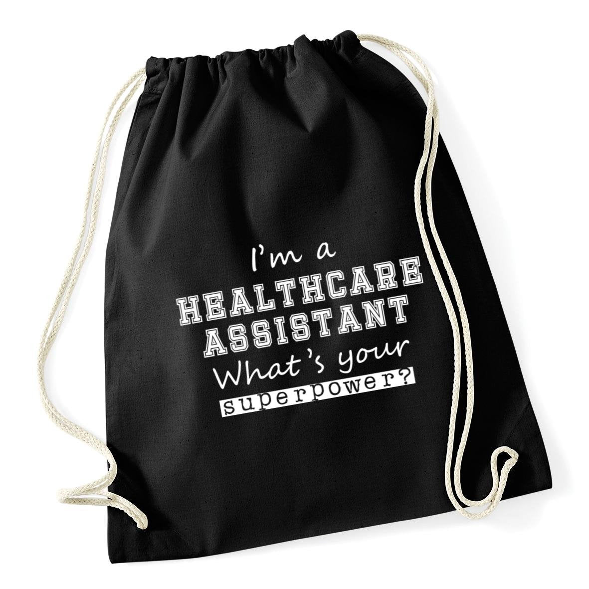 Hippowarehouse I'm A Healthcare Assistant What's Your Superpower? Drawstring Cotton School Gym Bag 37cm x 46cm, 12 litres