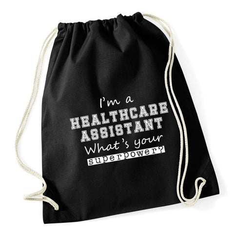 Hippowarehouse I'm A Healthcare Assistant What's Your Superpower? Drawstring Cotton School Gym Bag 37cm x 46cm, 12 litres