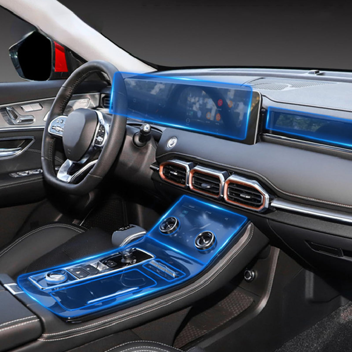 Car Interior Center Console Transparent TPU Protective Film Anti-scratc Repair Film Accessories, for Jetour X70 Plus 2021-2022