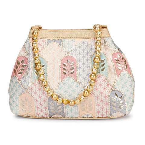 LONGING TO BUY Potli Bag for Women, Evening Bags for Women Handbags, Embroidered Indian Ethnic Potli Bag for Women (Multicolored-02)