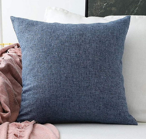 Khooti Jute Cushion Cover, 20x20 Inch, Navy Blue, Pack of 2