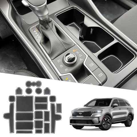 Fit Kia Sorento Door Slot Mats 2021-2025 Kia Sorento 21 PCS/Sets Cup Holder Inserts Interior Mats Kia Sorento Accessories Center Console Liners Compatible with 2021 2022 2023 2024 2025 Kia Sorento
