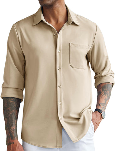 COOFANDY Men's Casual Shirts Long Sleeve Button Up Slim Fit Shirts Big and Tall