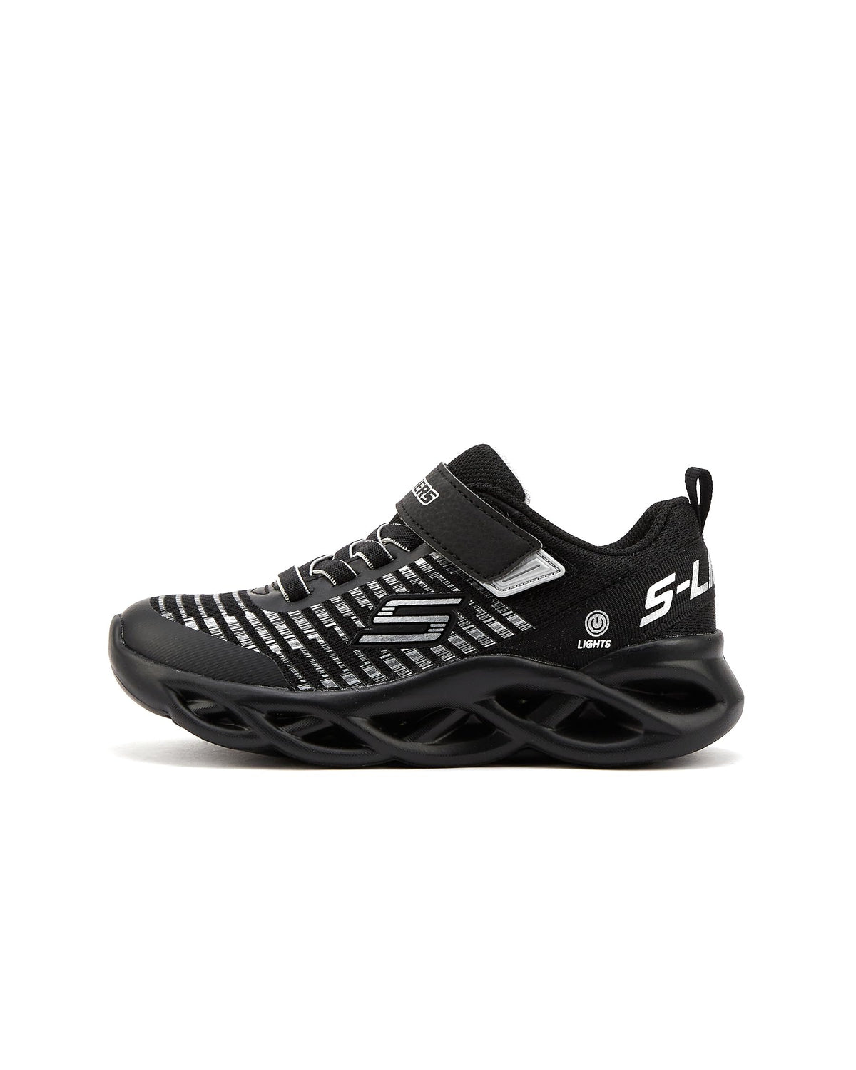 Skechers Boy's Twisty Brights-Novlo Sneaker, Black/Silver, 1.5 Little Kid