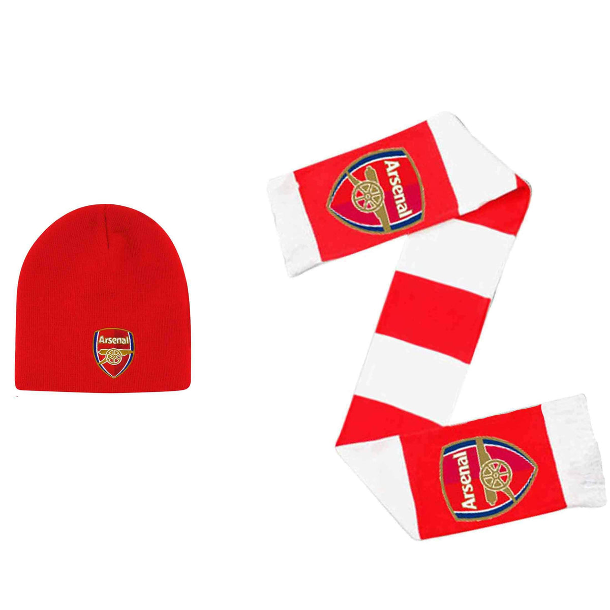 Gunners Official Arsenal FC Football Beanie Hat & Scarf Fans Gift Set (100% Acrylic)