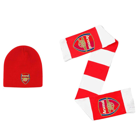 Gunners Official Arsenal FC Football Beanie Hat & Scarf Fans Gift Set (100% Acrylic)