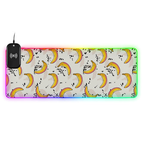 Banana Wireless Charging Mouse Pad for Mobile Phone Extra Large Gaming Mousepad with 13 Lighting Modes Keyboard Mat for MacBook PC Laptop Desk Office Home Gaming