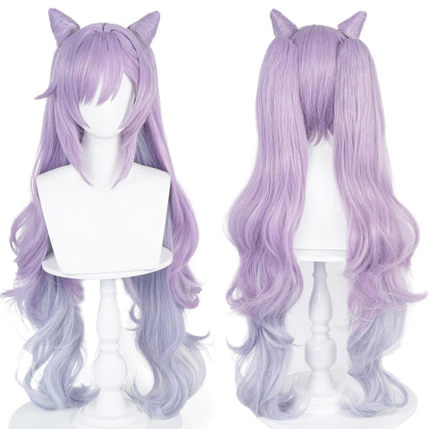 Anime Cosplay Wig, Genshin Impact Wig, with two Wig Caps, for Halloween, Party & etc. (Keqing Cosplay)