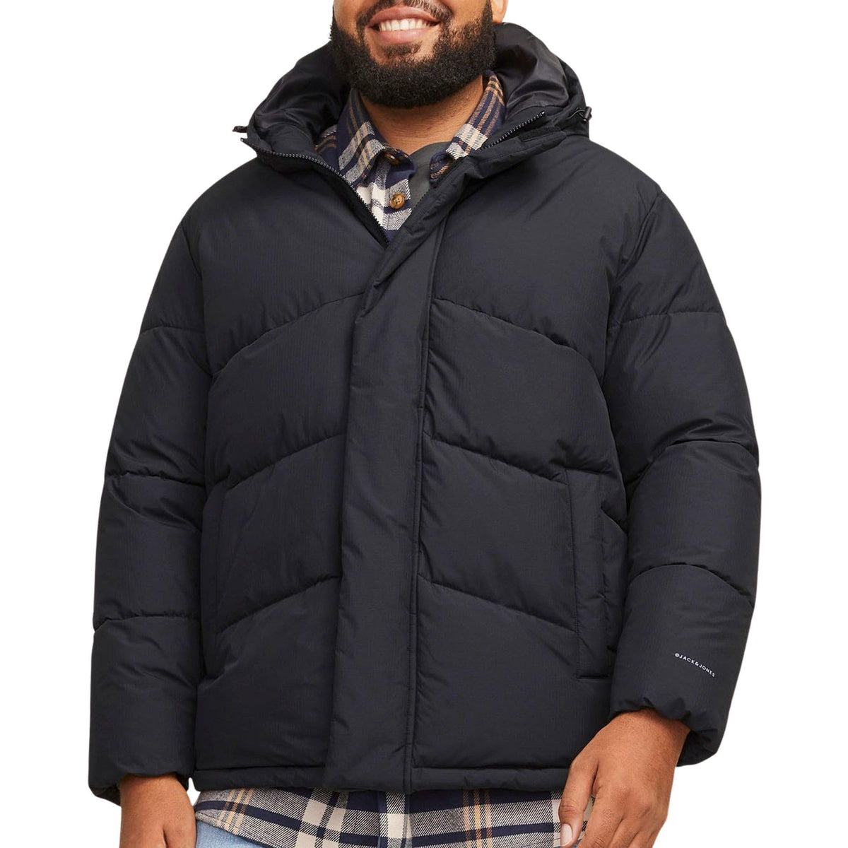 JACK&JONES PLUS Men's Jjworld Puffer Jacket Pls, Black, XXXL