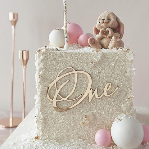 One Cake topper Decoration Baby's 1st Birthday Cake Side Acrylic Decoration Handwritten Font One Year Acrylic Cake Decoration Baby Showers Cake Decorations Party Supplies