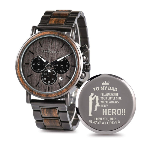 Wooden Watch Band for Q26-1 Handmade Pure Natural Wood & Stainless Steel 22.8mm Strap Replacement for Mens Wood Watches