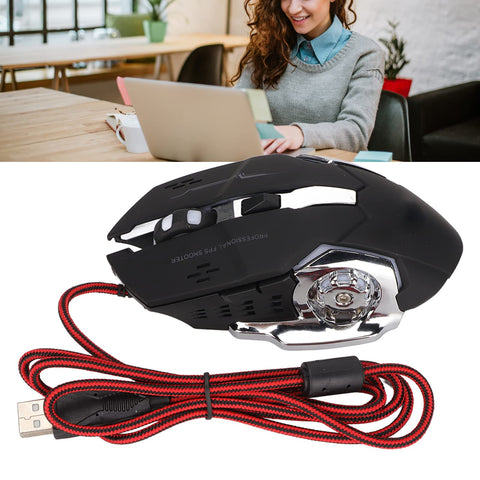 RGB Wired Gaming Mouse, USB Optical Computer Mice Ergonomic Gamer Laptop PC Mouse with 1200 DPI RGB Cool Breathing Light for Desktop Laptop and PC
