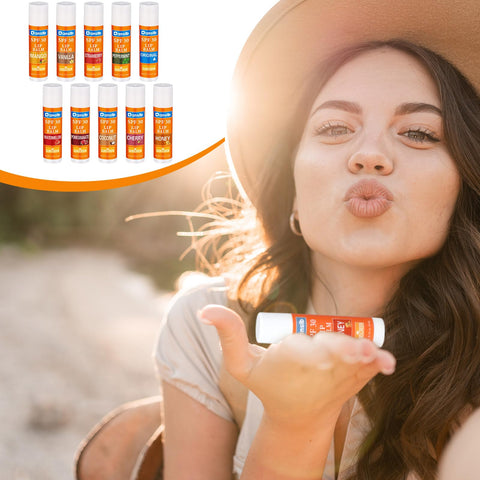Dansib 30 Pcs SPF 30 Lip Balms Sunscreen Lip Balm Sticks Bulk Assorted 10 Flavors Party Gifts Favors Lip Moisturizing Protect for Outdoor Travel Beach Wedding Baby Shower