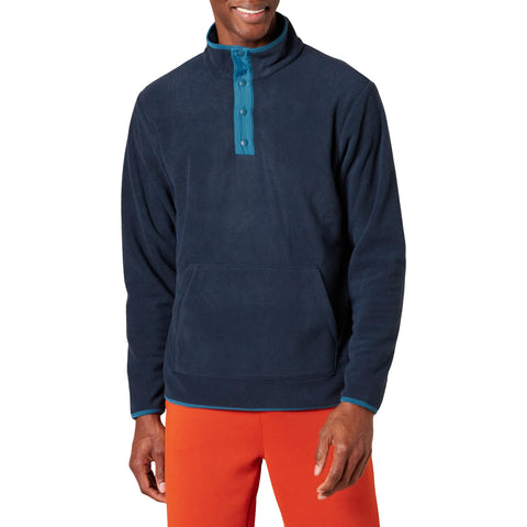 Amazon Essentials Mens Snap-Front Pullover Polar Fleece Jacket, Navy, L
