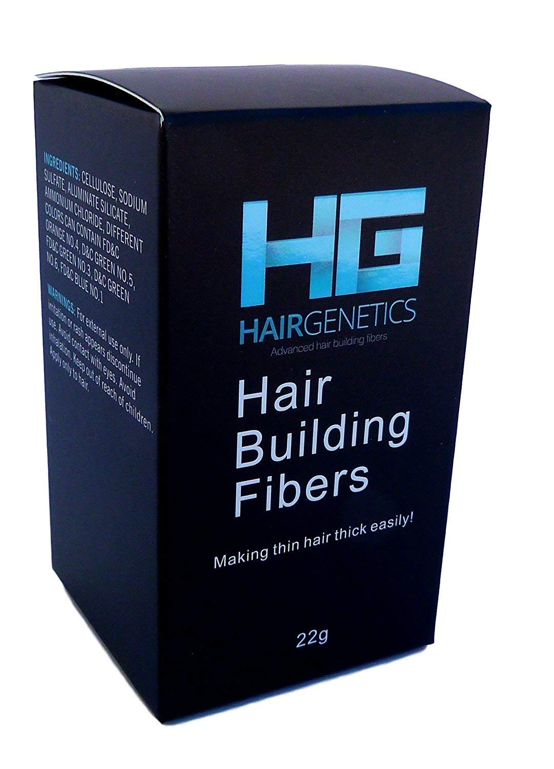 Hair Genetics Black Hair Fibres (Black 22g) Hair Fibers for Hair Loss Treatment and Thinning Hair
