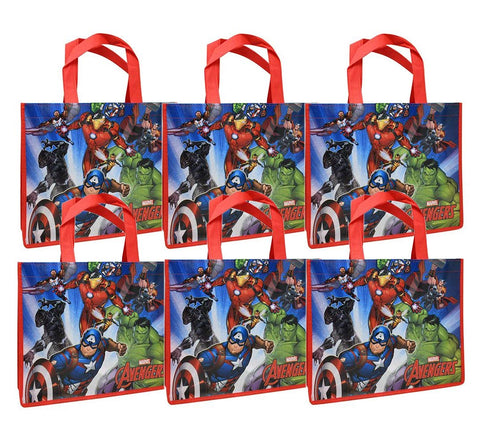 LLP Marvel Avengers Reusable 12x10 Red Tote Bags, 6-Pack Party Set