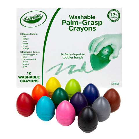 Crayola Palm Grasp Crayons, Egg Crayons, Gift for Toddlers, 12 Count
