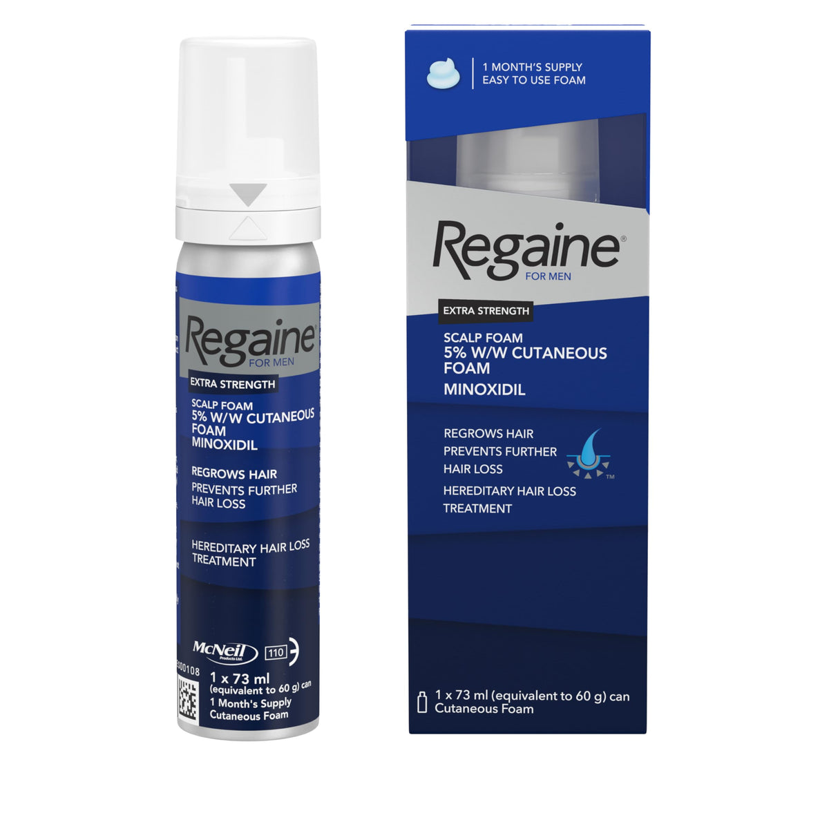 Regaine For Men Extra Strength Foam, Hair Growth & Stops Hereditary Hair Loss, Contains Minoxidil, 1 Unit x 73ml