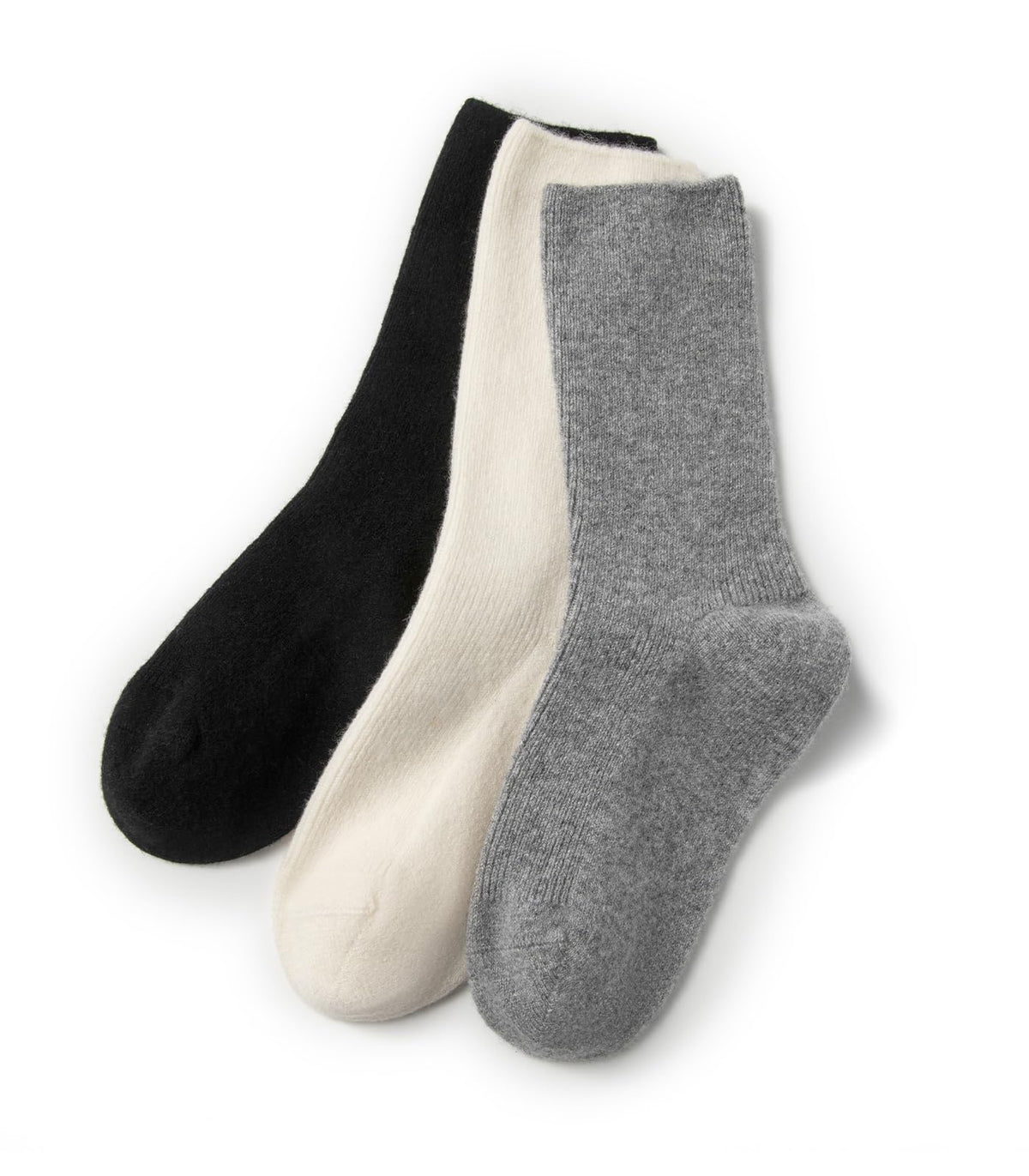 Embouro Wool Cashmere 3 Pair Socks for Women and Men (UK, Alpha, One Size, Regular, Regular, White-Black-Grey)