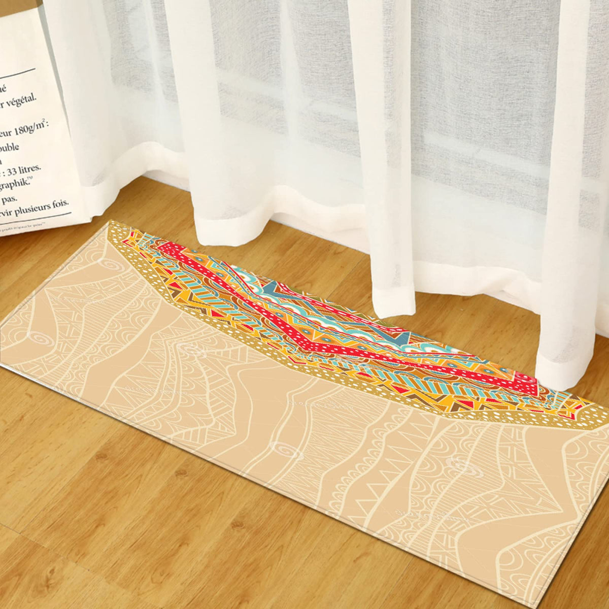 GOKSEL Anti Fatigue Kitchen Mat Colourful & Ethnic Non-Slip Kitchen Mats and Rugs Runner Set Rubber Backing Durable Floor Mat Doormat Machine Washable 15.74 x 39.37 Inch