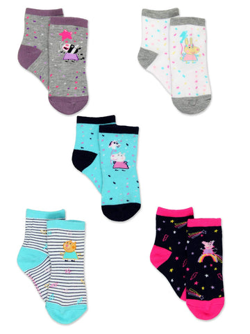 Peppa Pig Girls Toddler Multi Pack Socks Set, 5 Pack Crew, Small