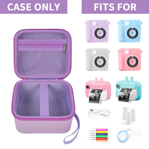 PAIYULE Kids Camera Case for Instant Cameras - Storage Holder Bag Compatible with Digital Video Cameras for Girls and Toddlers - Purple