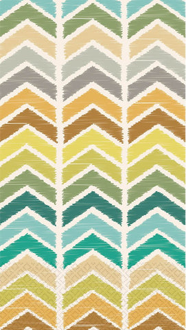 Amscan Herringbone Disposable 2 Ply Eco Paper Guest Towels Tableware (16 Piece), 8" x 4.5", Blue/Green/Tan/Gray