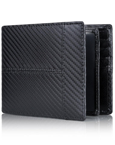 Swallowmall Leather Wallet for Men, Bifold Wallets Mens Genuine Leather RFID Blocking Men's Wallet, 172-BlackStripe-Zipper, Classic
