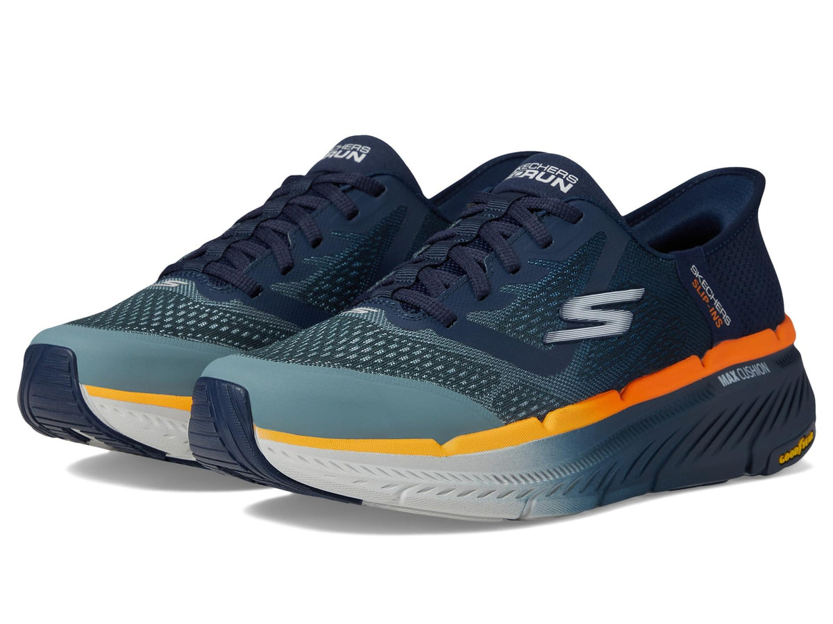 Skechers Men's Max Cushioning Premier 2.0 Ascendant II Hands Free Slip-Ins Sneaker, Navy/Orange, 11