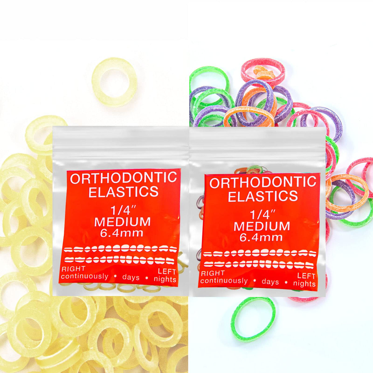 LA MIERE Latex Dual Pack 1/4inch Medium Intraoral Elastic Bands Orthodontic Elastics Dental Rubber Bands, braces, tooth gap MADE IN US (Medium(4.5oz), 1/4'' 6.4mm)