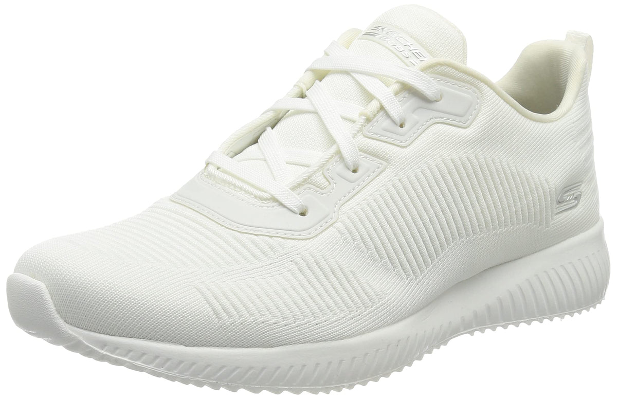 Skechers Women's Bobs Squad Tough Talk Sneaker, White Engineered Knit, 6 UK
