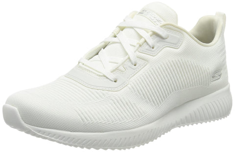 Skechers Women's Bobs Squad Tough Talk Sneaker, White Engineered Knit, 6 UK