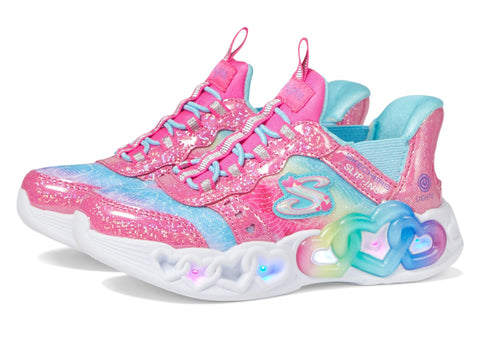 Skechers Girls Infinite Heart Lights-Eternal Shimmer Sneaker, Pink/Multi, 3 Little Kid