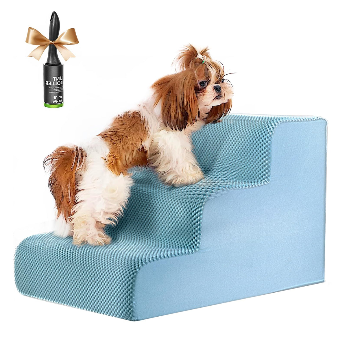 Dog Stairs for Small Dogs, 23.5 x 15.7 x 15.7 inches Extra Wide Deep Pet Steps, Dog Ramp with Waterproof Non-Slip 30D High Density Foam, Wait for 1 Minute Rebound, Best for Injured, Older Dogs, Cats