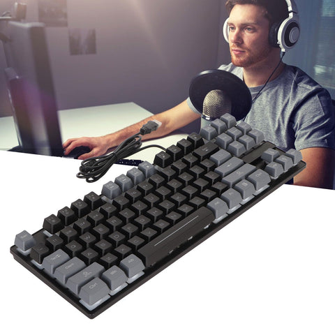 Haofy Mechanical Gaming Keyboard, 87 Keys Wired Keyboard Ergonomic Design High Sensitivity for Games