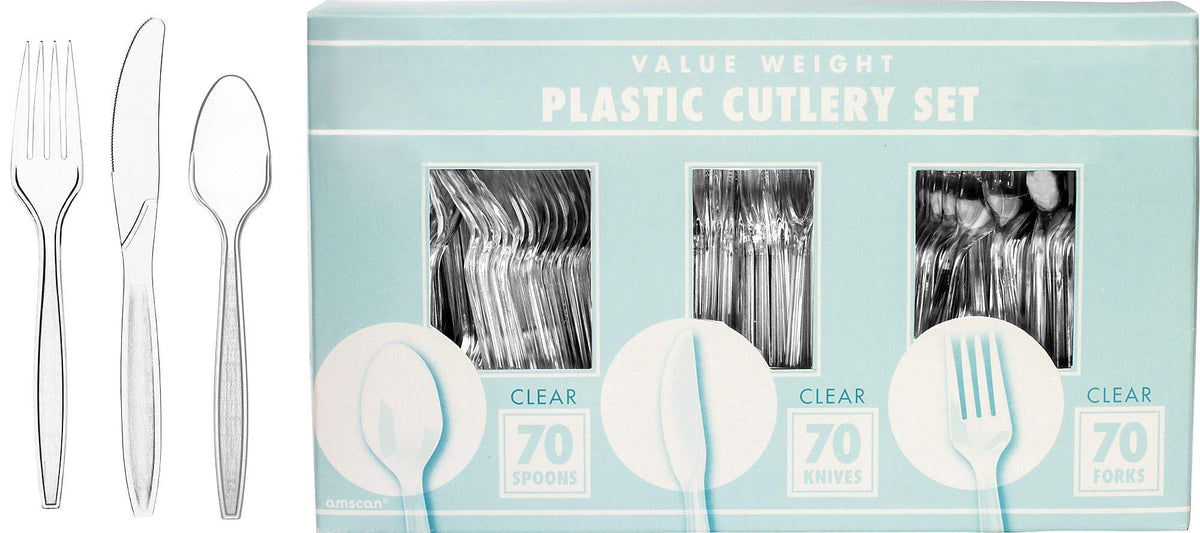 Clear Plastic Heavy Weight Assorted Cutlery (200 Count) - Premium Disposable Plastic and Sturdy Cutlery, Perfect for Home Use and All Kinds of Occasions