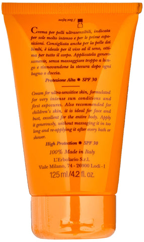 L'Erbolario Sun Cream containing Carrot/Sesame Oil and Shea Butter with SPF 30
