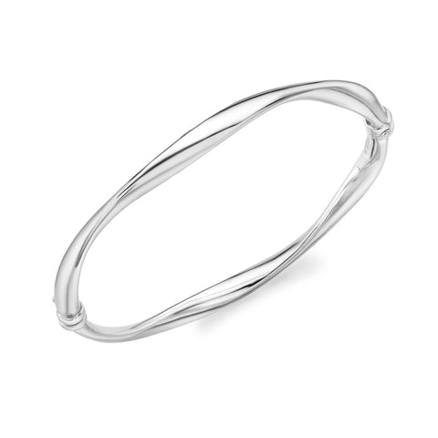 Carissima Gold Women's 9ct White Gold Wave Tube Bangle