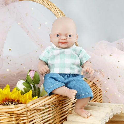 Vollence 7" Micro Preemie Full Body Silicone Baby Doll Boy Lifelike Mini Reborn Doll Surprice Children Anti-Stress