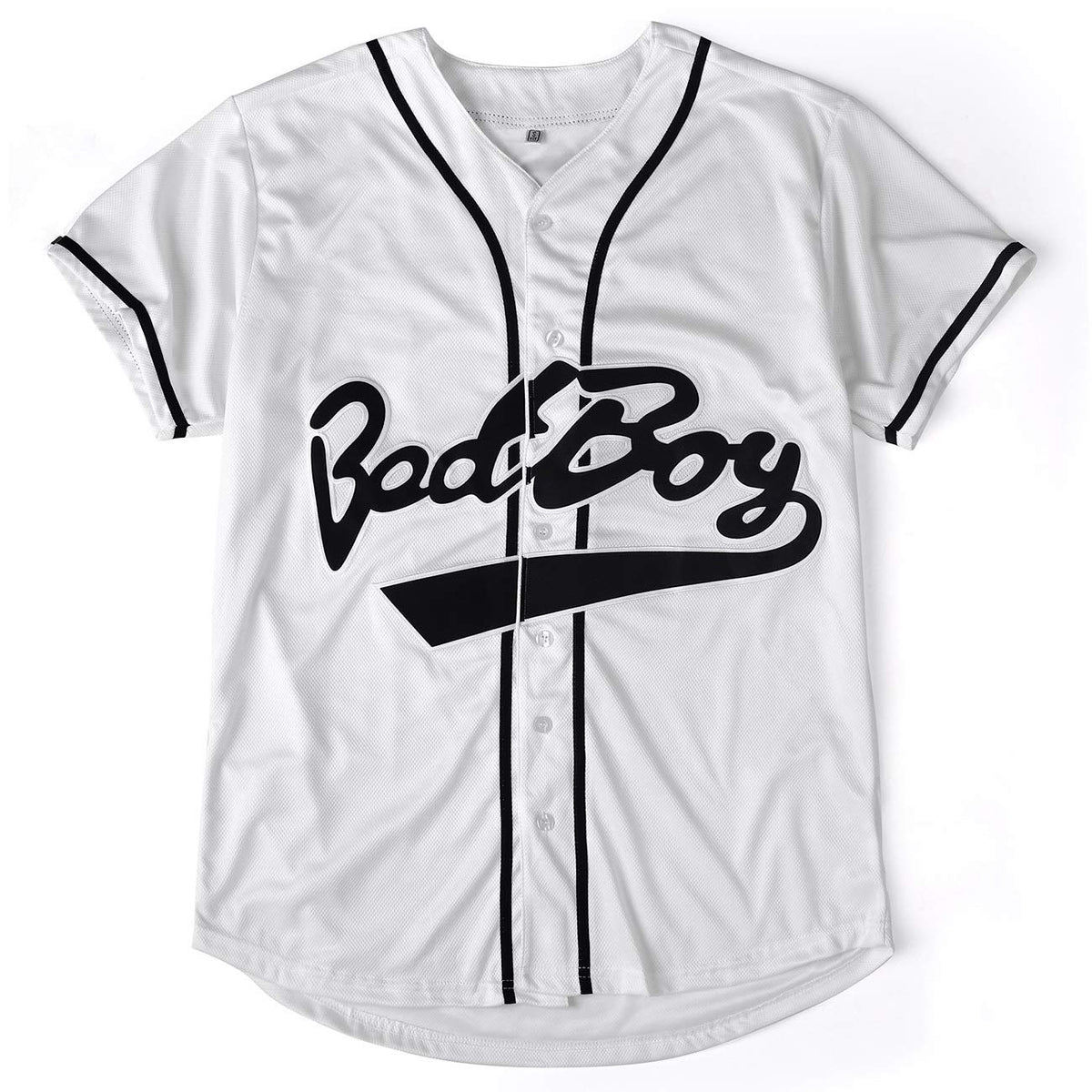 Bad Boy 10 Baseball Jersey, 90s Hip Hop Men Clothing for Birthday Party, Club and Pub Dress, White, XL