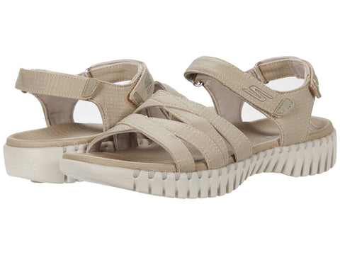 Skechers Women's Ankle Strap Sandal, Taupe, 11