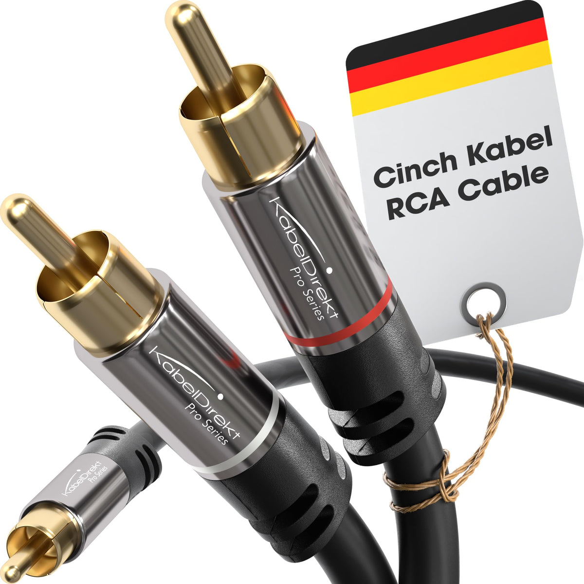 KabelDirekt - 1.5m - RCA/phono Y cable, 1 to 2, stereo audio cable (coax, RCA/phono male/male cinch plugs, analogue/digital, adapter for subs/amps/Hi-Fis/home cinema/receivers, black)