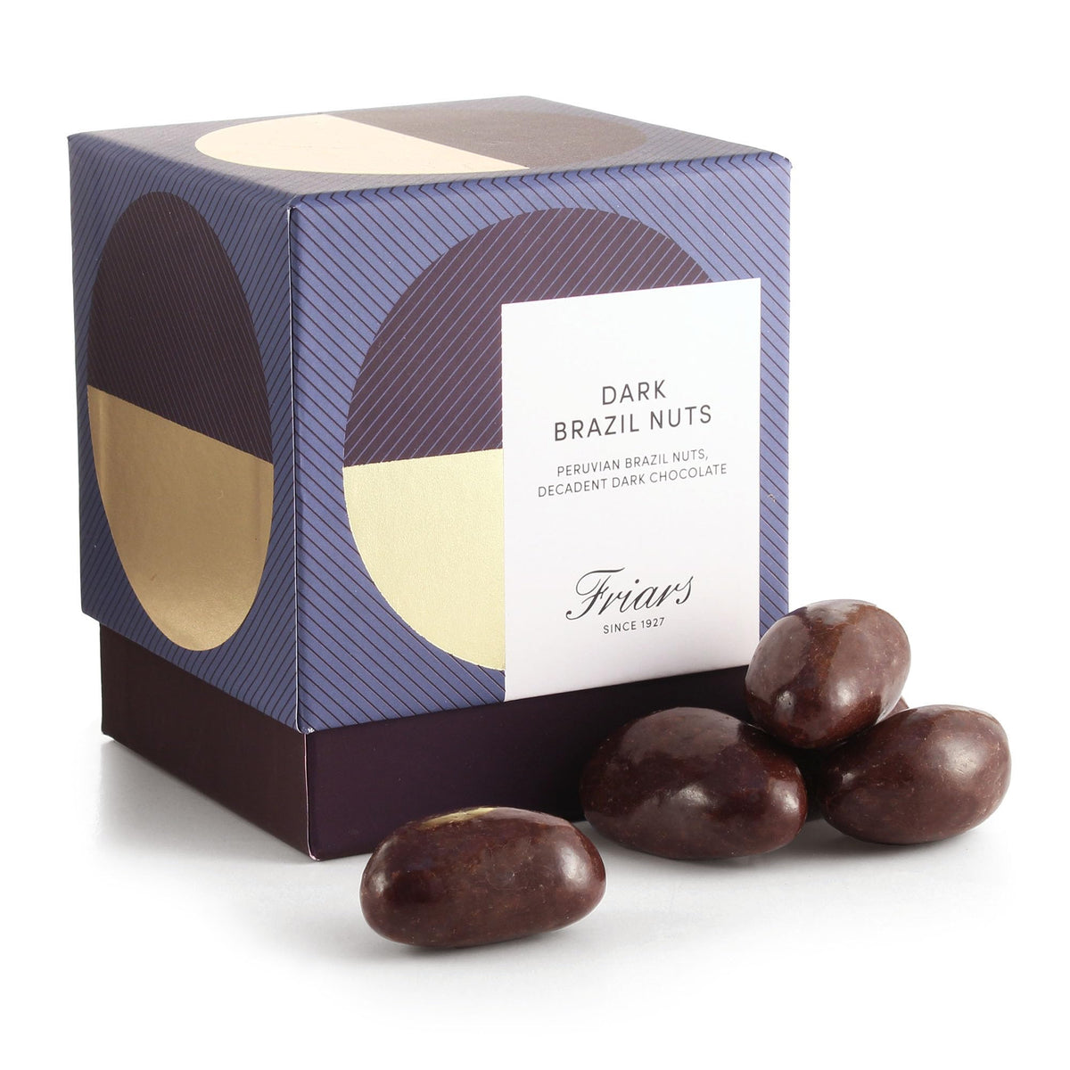 Friars Dark Chocolate Brazil Box - 375g Luxury Coated Peruvian Brazil Nuts | British Cocoa Hamper Gifts for Girlfriends, Men, Women, Friends & Mothers | Romantic Gift Set for a Birthday & Valentine's