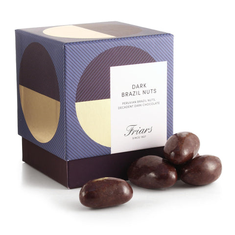 Friars Dark Chocolate Brazil Box - 375g Luxury Coated Peruvian Brazil Nuts | British Cocoa Hamper Gifts for Girlfriends, Men, Women, Friends & Mothers | Romantic Gift Set for a Birthday & Valentine's