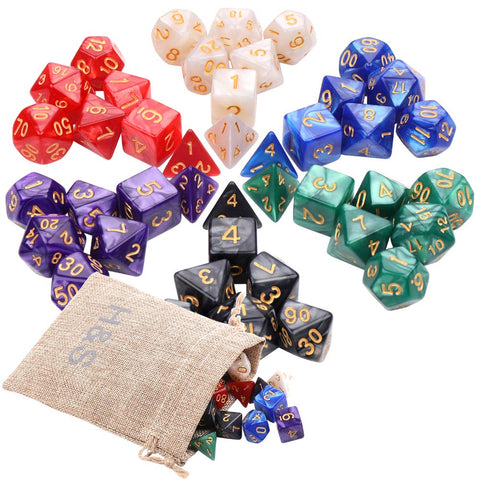 H&S 42pcs DND Dice 6 Sets Dungeons And Dragons Dice Set - 7 Sided Polyhedral D&D RPG MTG Table Game - Dungeon Dragon Dice - Gaming Dice - Dice Pack - D20 Dice Set - Gaming Dice Set