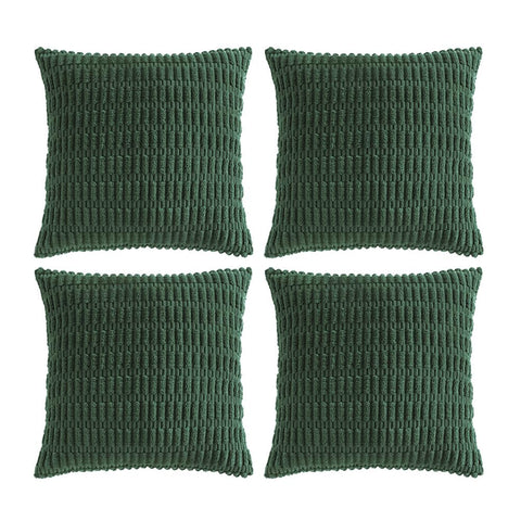 FDTERN Set of 4 Cushion Covers, 40 x 40 cm, Dark Green, Fluffy Corduroy Cushion Covers, Decorative Cushion Cover, Sofa Cushion, Decorative Cushion Cover for Sofa, Bedroom, Living Room