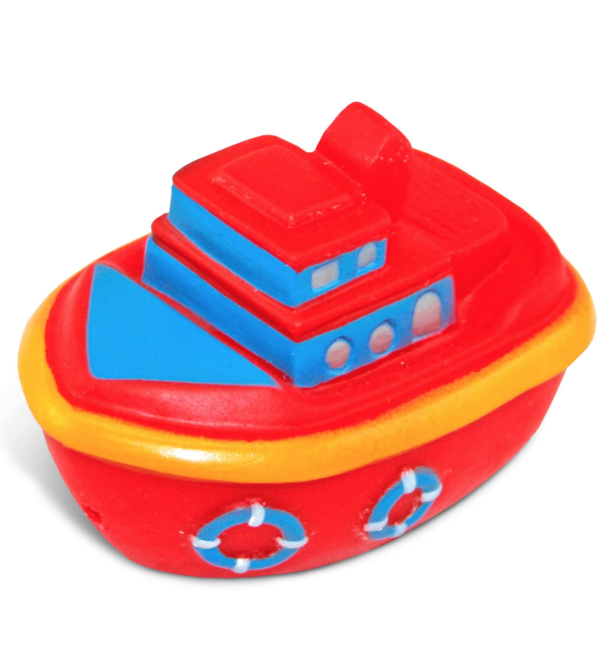 DolliBu Ship Bath Buddy Squirter - Floating Orange Ship Rubber Bath Toy, Fun Water Squirting Bathtime Play for Toddlers, Cute and Soft Watercrafts Toy for The Bathtub, Beach and Pool for Boys & Girls