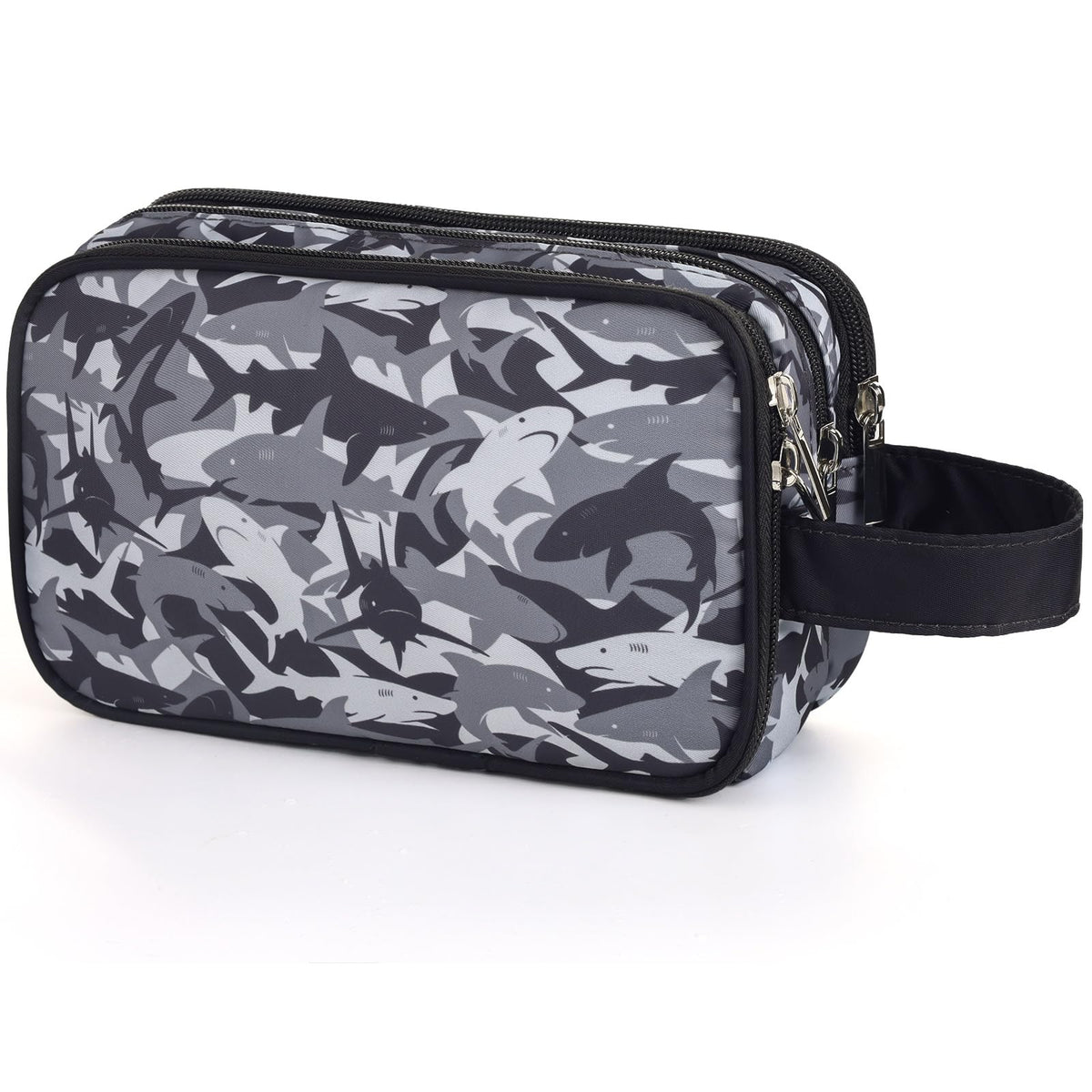 Vipdeal Kids Toiletry Bag for Boys, Travel Toiletry Bag for Little Young Boys Waterproof Hanging Wash Bag Toddler Traveling Toiletries, Shark Black