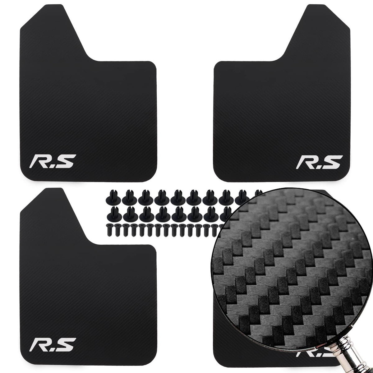 XUKEY 4Pcs Carbon Fiber Racing Sport Universal Mud Flaps Splash Guards Car Wheel Clips Door Protection Kit